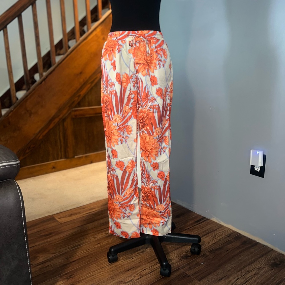 NWT PLT Orange Floral Women's Pants w/pockets - 2